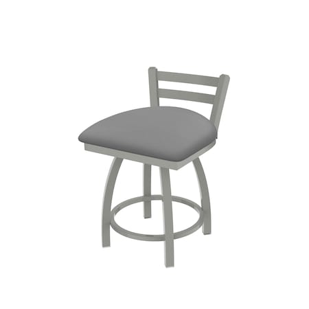 HOLLAND BAR STOOL CO 18" Low Back Swivel Vanity Stool, Nickel Finish, Canter Grey Seat 41118AN007